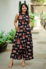 Women Black Hathi Cotton Womanhood Co-Ord set