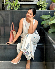 Woman White Conical Cotton Womanhood Co-Ord set