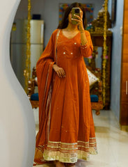 Women Orange Cotton Brunchway Kurta Pant and Dupatta set