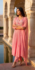 Women Pink Cotton Jaipur Scenic Kurta Pant and Dupatta set