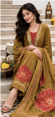 Women Mustard Cotton Wedding Season Kurta Pant and Dupatta set