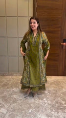 Women Green Cotton Premium Quality Kurta Pant and Dupatta set