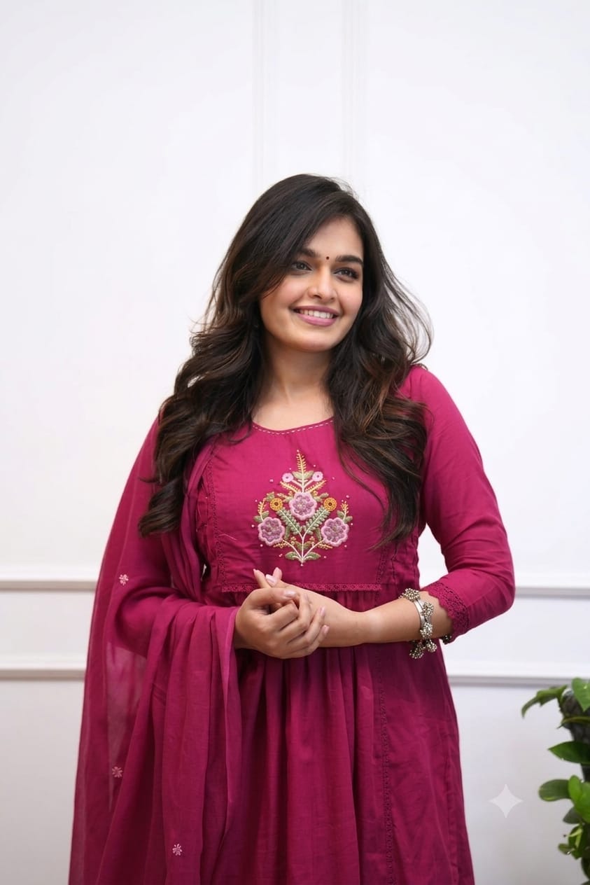 Women Pink Cotton Classy Look Embroidery Kurta Pant and Dupatta set