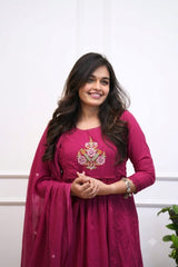 Women Pink Cotton Classy Look Embroidery Kurta Pant and Dupatta set