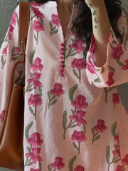 Women Pink Cotton Floral Print Co-Ord set