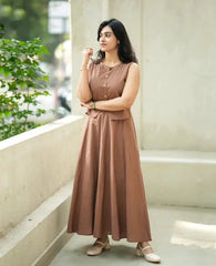 Women Bronze Cotton Top and Skirt set