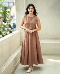 Women Bronze Cotton Top and Skirt set