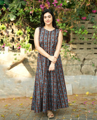 Women Blue and Black Cotton Top and Skirt set