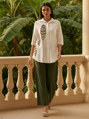 Women White Green Multi Combo Cotton Co-Ord set