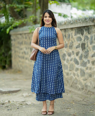 Women Blue Cotton Womanhood Kurta Pant set