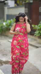 Women Pink Cotton Womanhood Kurta Pant set