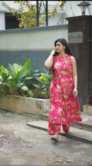 Women Pink Cotton Womanhood Kurta Pant set