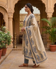 Women Blue Carrie Cotton Kurta Pant and Dupatta set
